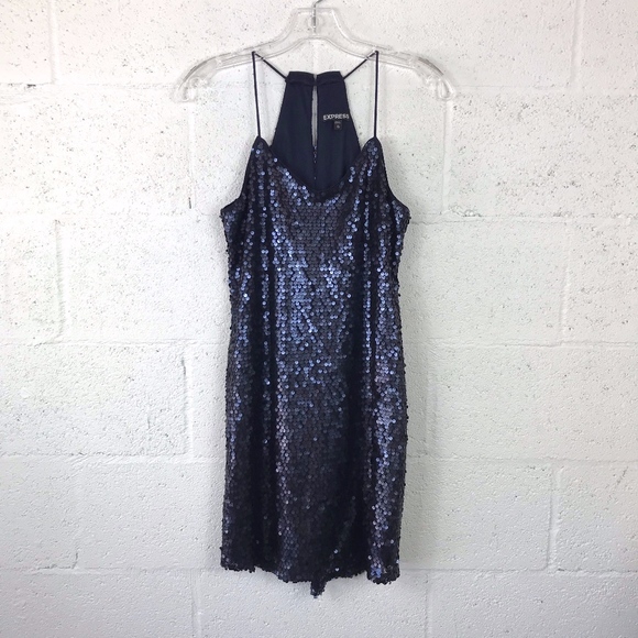 Express Dresses & Skirts - Express Sequined Navy Blue Mini Dress Size: XS